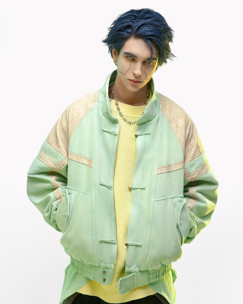 Cyberpunk Outfits 3D Embossed PU Patchwork Jacket