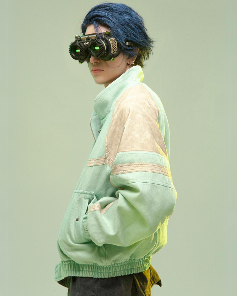 Cyberpunk Outfits 3D Embossed PU Patchwork Jacket