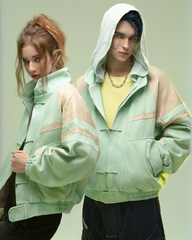 Cyberpunk Outfits 3D Embossed PU Patchwork Jacket