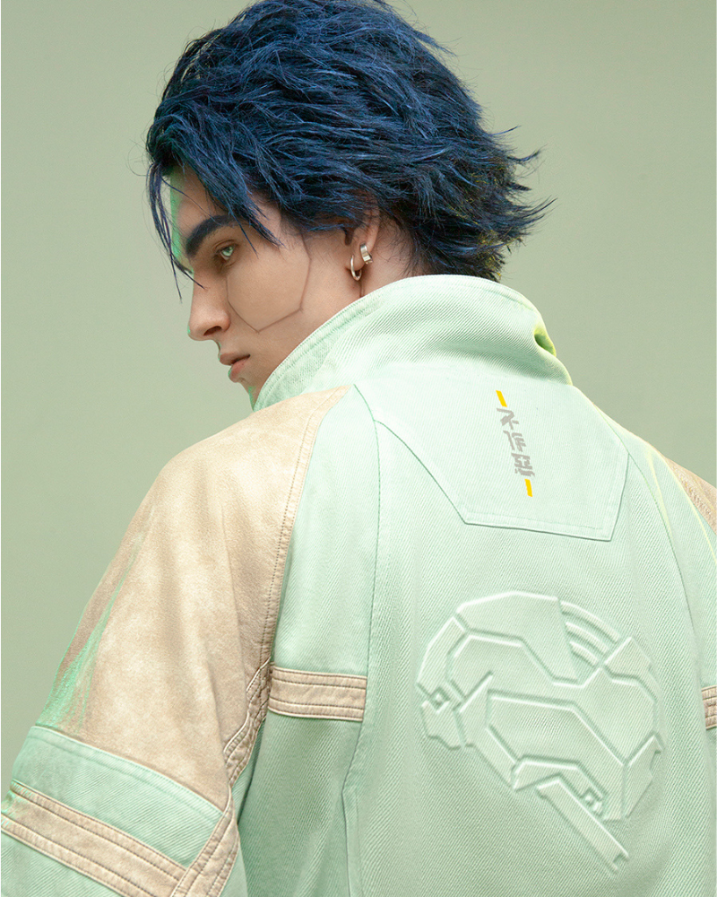 Cyberpunk Outfits 3D Embossed PU Patchwork Jacket