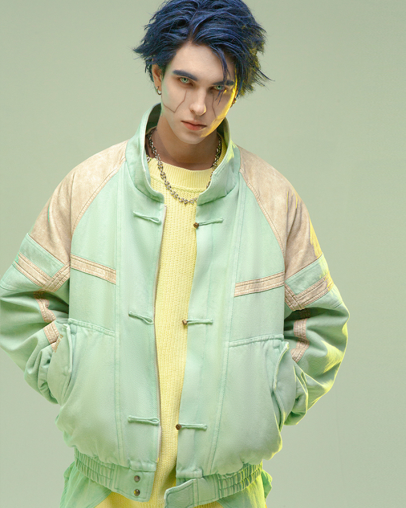 Cyberpunk Outfits 3D Embossed PU Patchwork Jacket