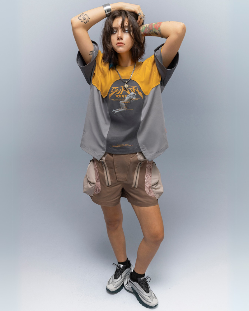 Cyberpunk Street-Style Star Arc Cocoon Pocket Shorts - Women