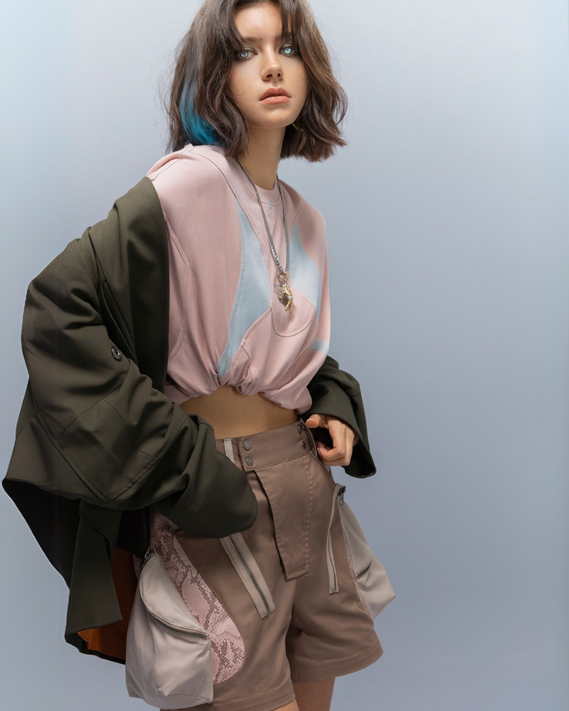 Cyberpunk Street-Style Star Arc Cocoon Pocket Shorts - Women