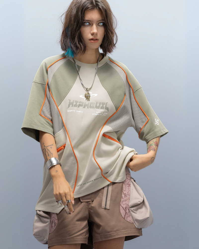 Cyberpunk Street-Style Star Arc Cocoon Pocket Shorts - Women