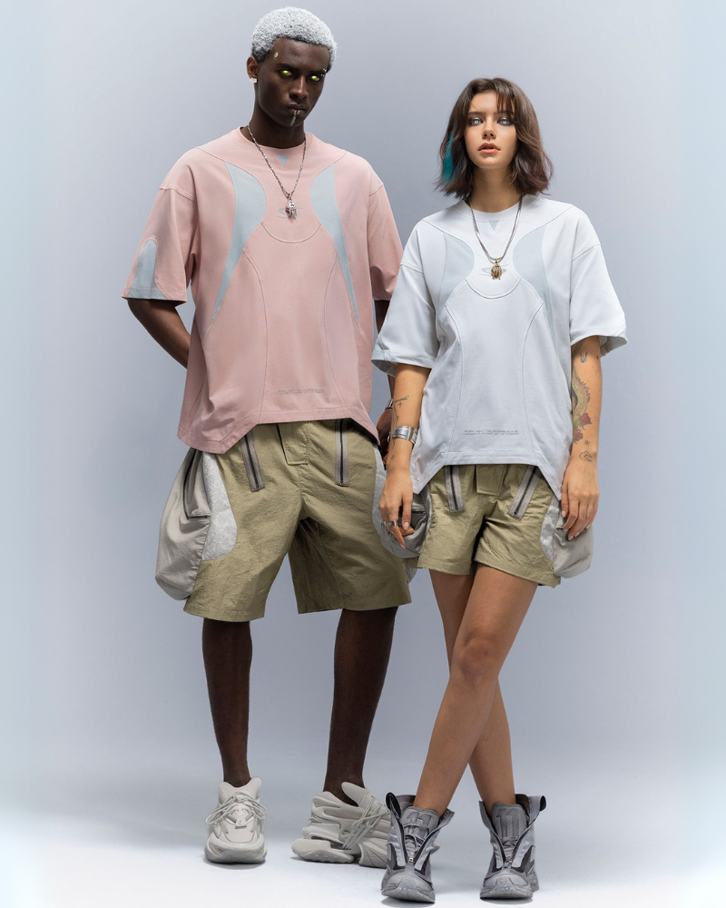 Cyberpunk Street-Style Star Arc Cocoon Pocket Shorts - Women