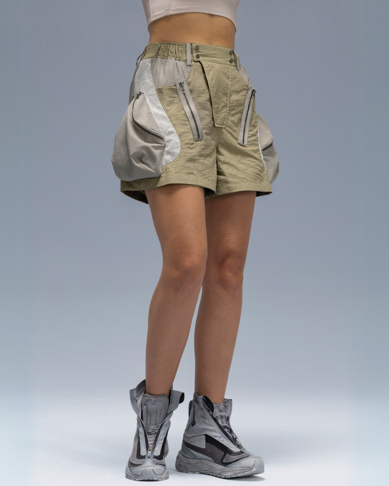 Cyberpunk Street-Style Star Arc Cocoon Pocket Shorts - Women