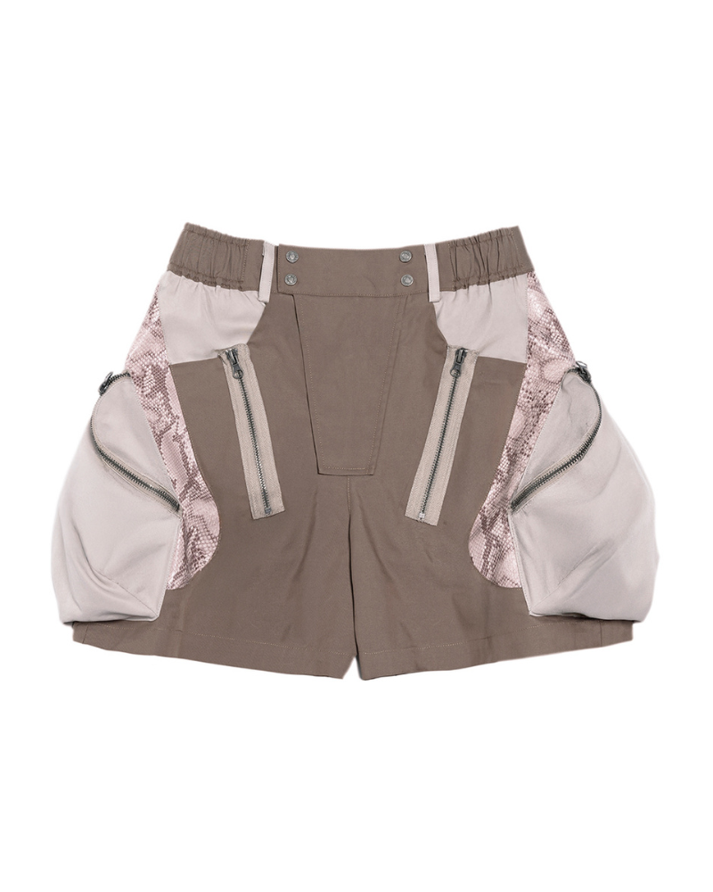 Cyberpunk Street-Style Star Arc Cocoon Pocket Shorts - Women
