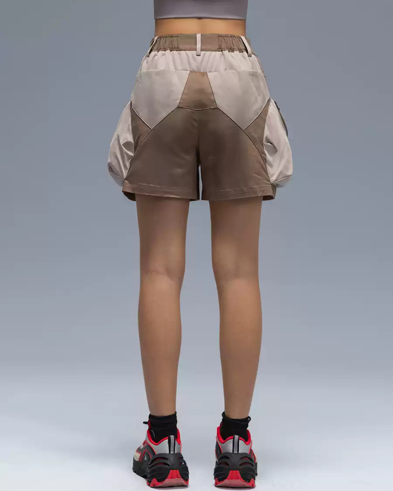 Cyberpunk Street-Style Star Arc Cocoon Pocket Shorts - Women