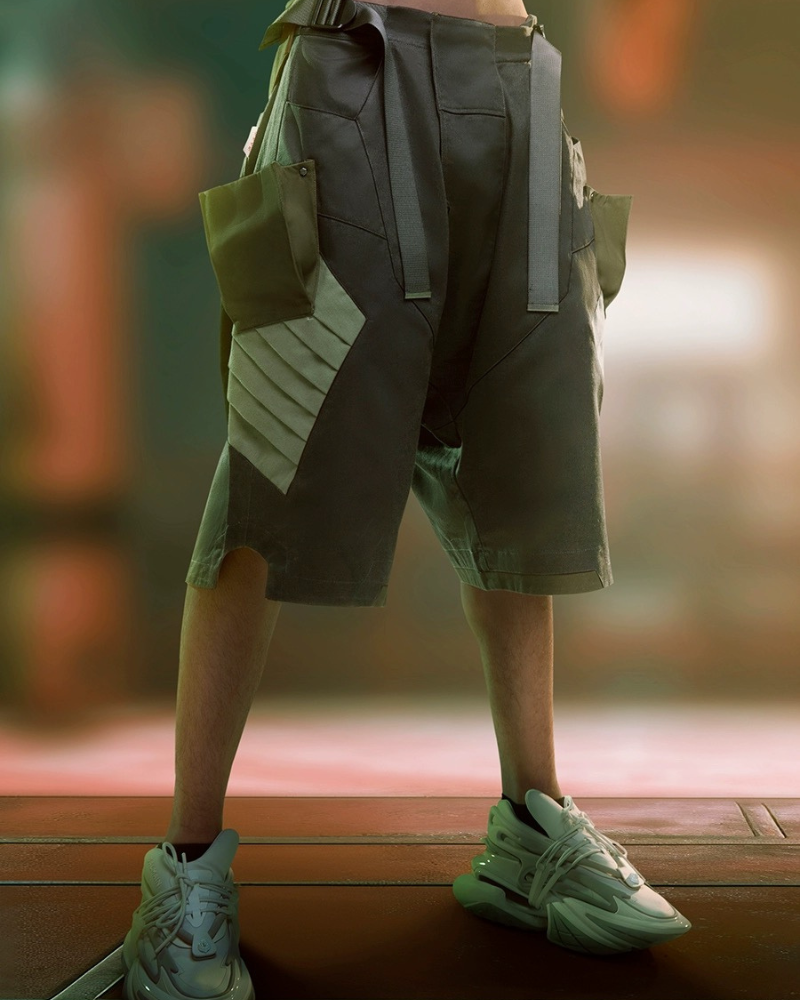 Fist Power Cyberpunk Washed Cargo Shorts