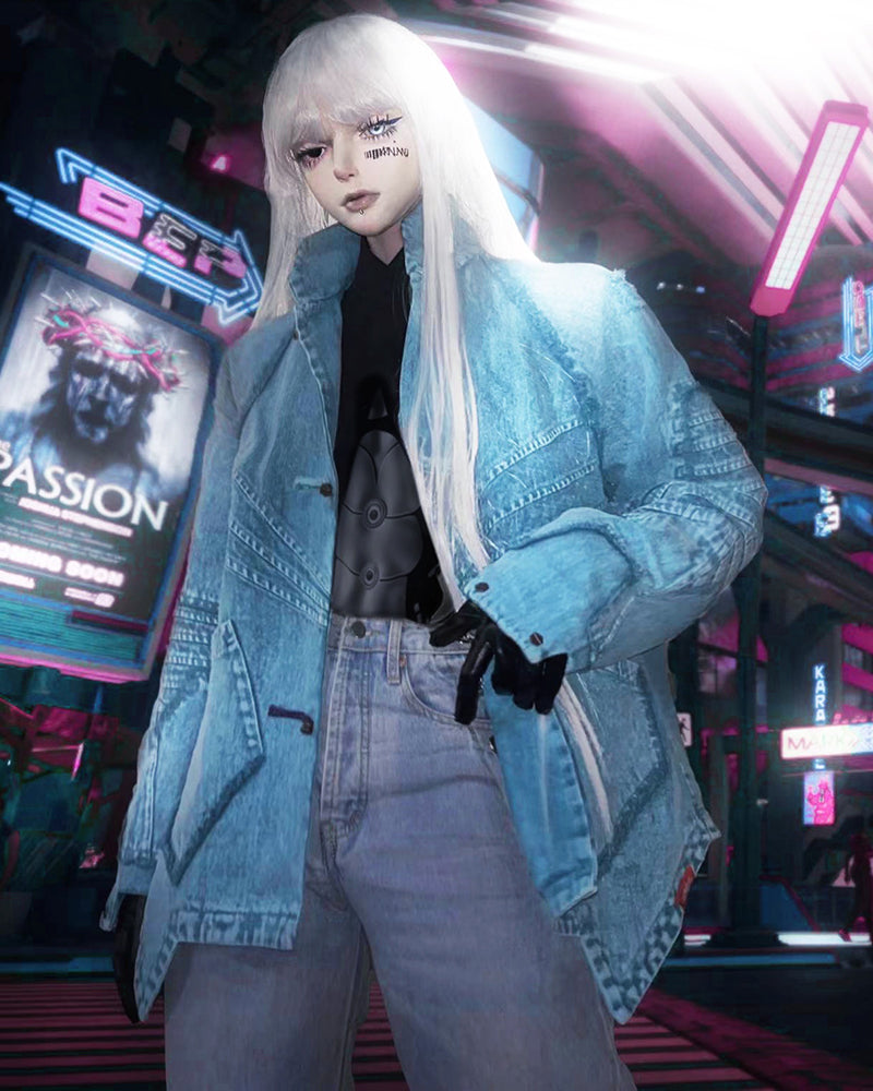 Cyberpunk Outfits Irregular Denim Jacket