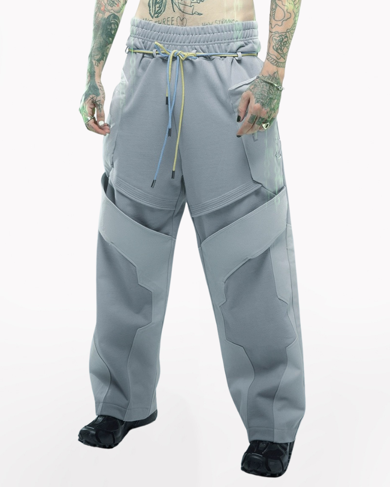 Cyberpunk Outfits White Ghost Unisex Patchwork Pants