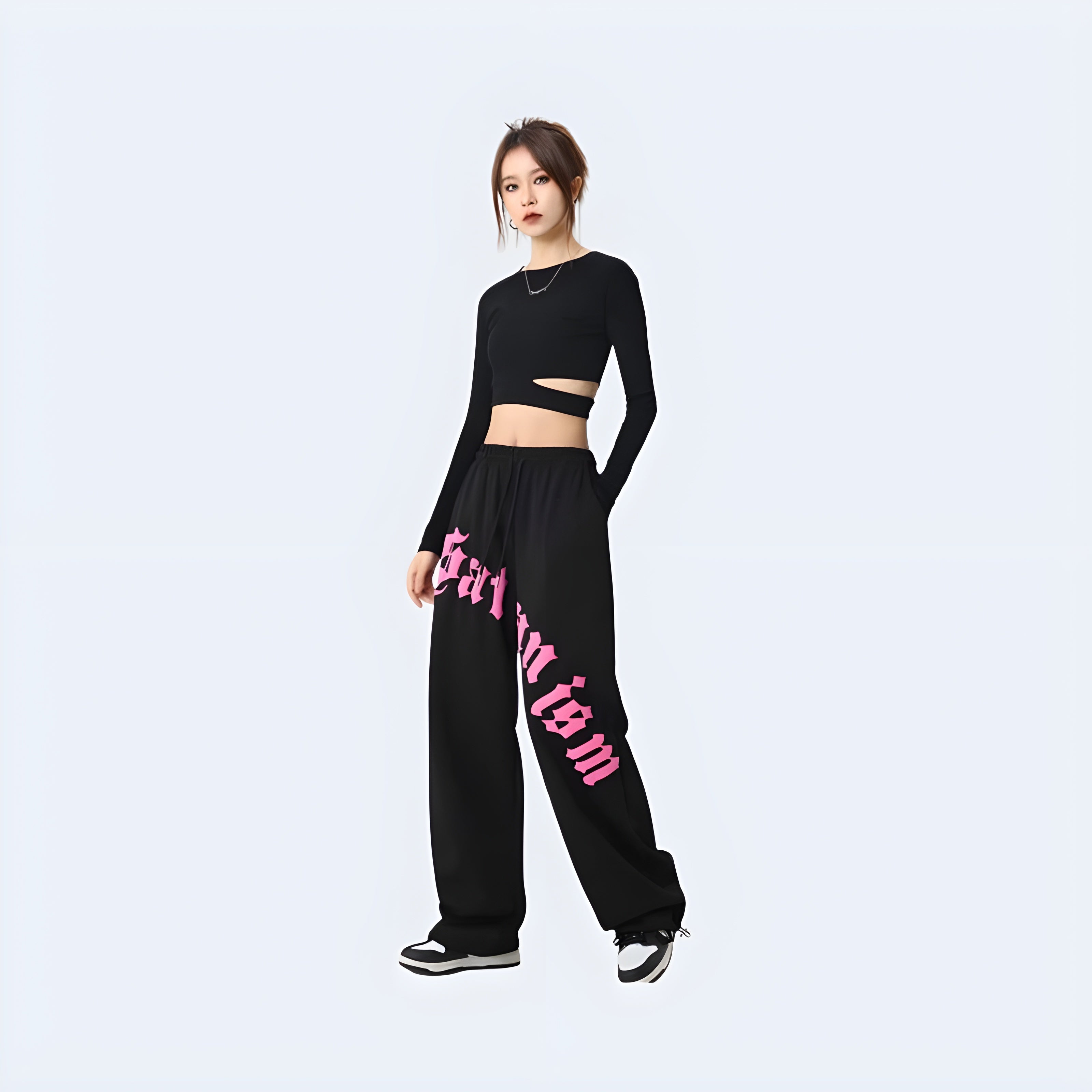 Black And Pink Cargo Pants