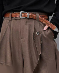 Yamamoto Carved Alloy Genuine Leather Belt