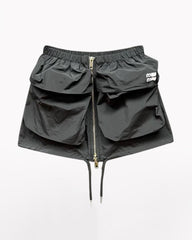 Zipper Front Big Pockets Cargo Mini Skirt
