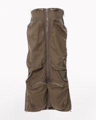 Zipper Multi-Pockets Long Cargo Skirt