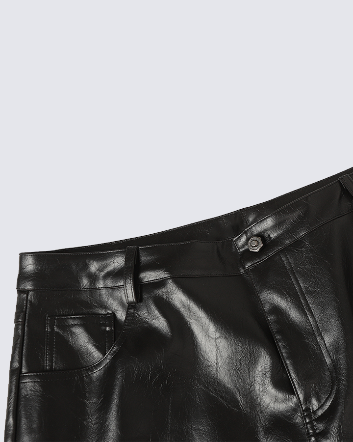Wide-Leg Faux Leather Pants