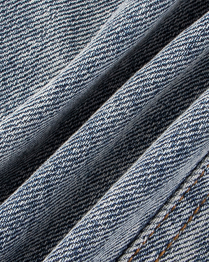 Washed Denim Multi-Pocket Cargo Jeans