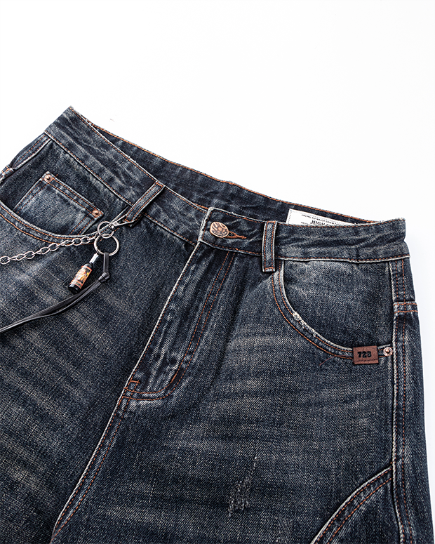 Dark Wash Wide-Leg Denim Pants