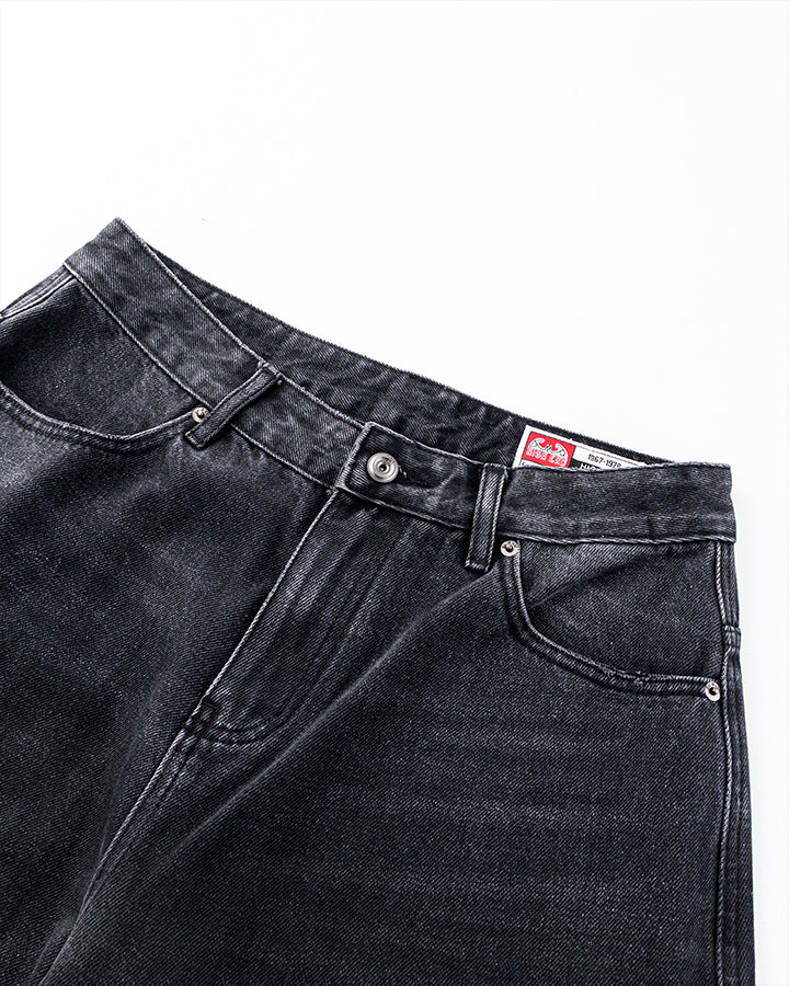Washed Black Wide-Leg Jeans