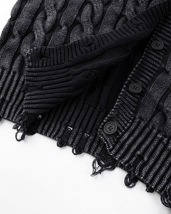 Autumn Winter New Cable Knit Button-Up Sweater