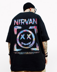 Oversize Streetwear Smiley Face Graphic T-Shirt