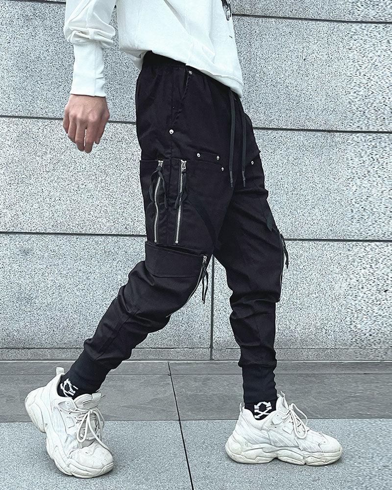 Black Slim Cargo Jogger Pants
