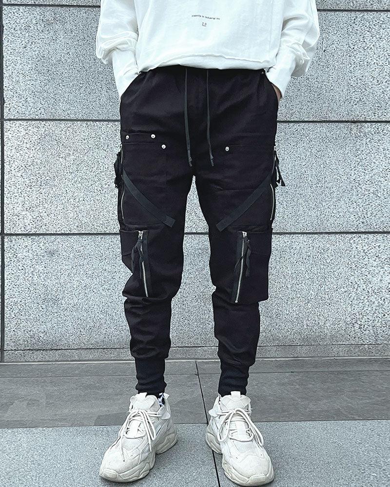 Black Slim Cargo Jogger Pants
