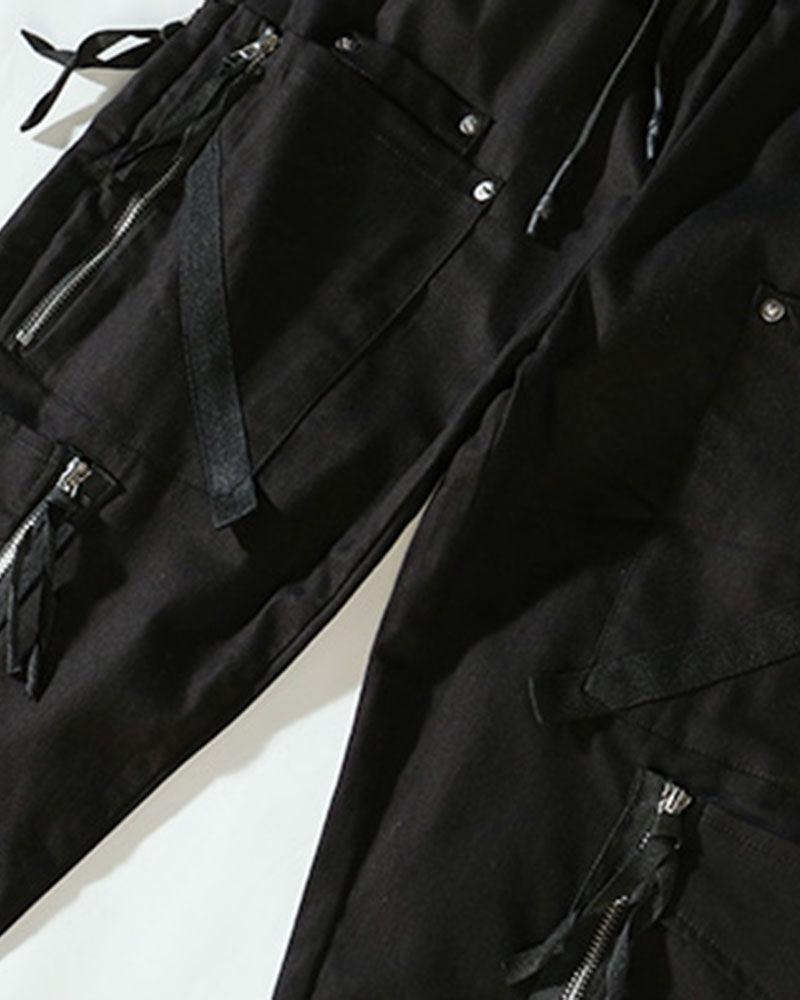 Black Slim Cargo Jogger Pants