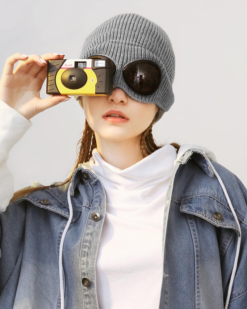 Aviator Sunglasses Knitted Futuristic Hat