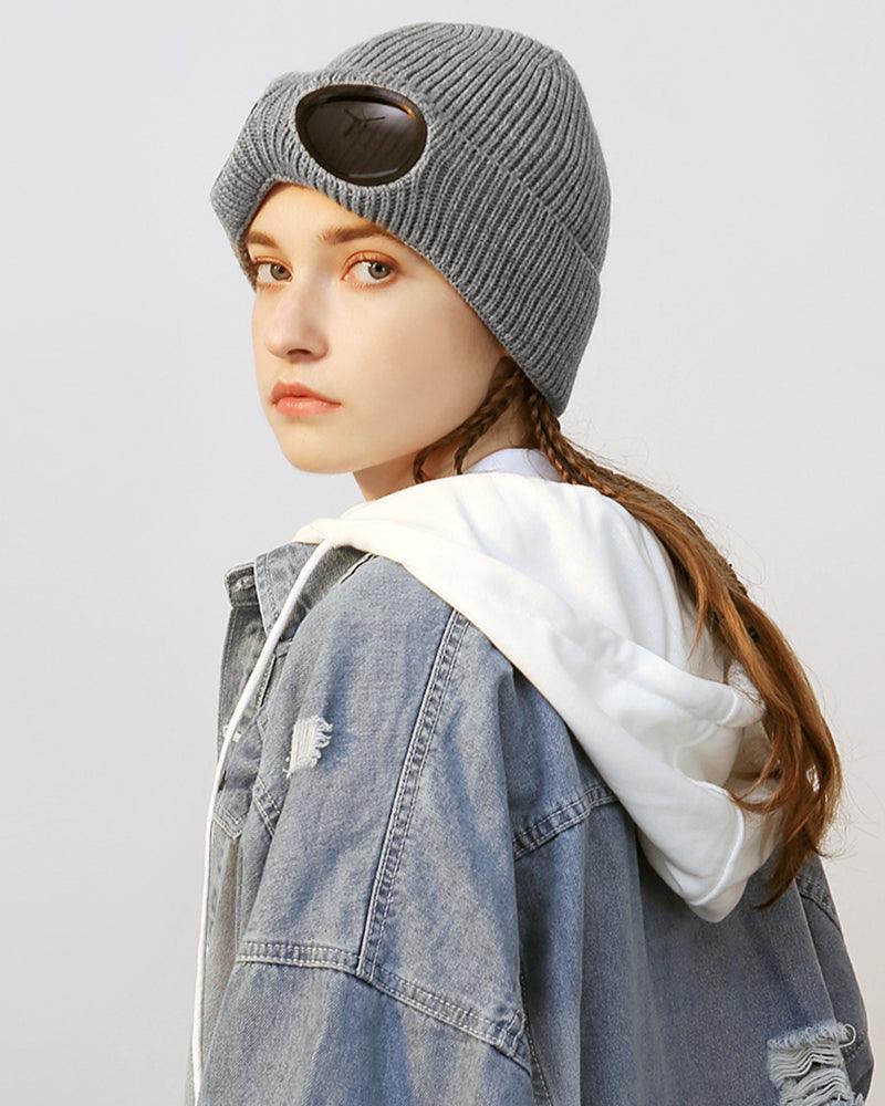 Aviator Sunglasses Knitted Futuristic Hat