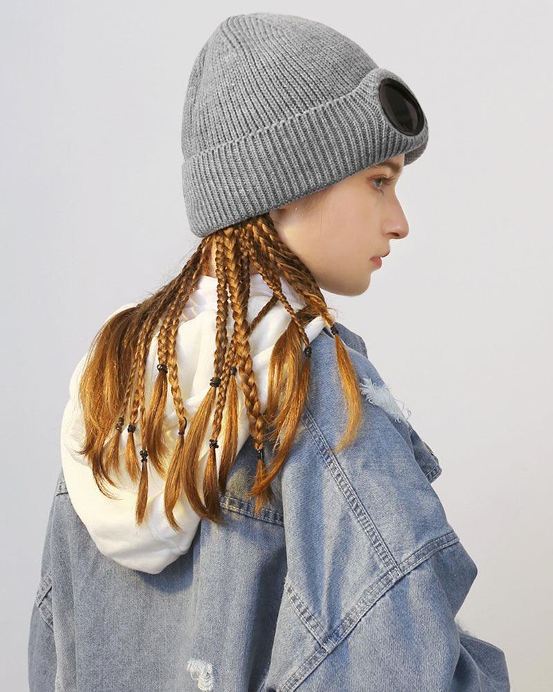 Aviator Sunglasses Knitted Futuristic Hat