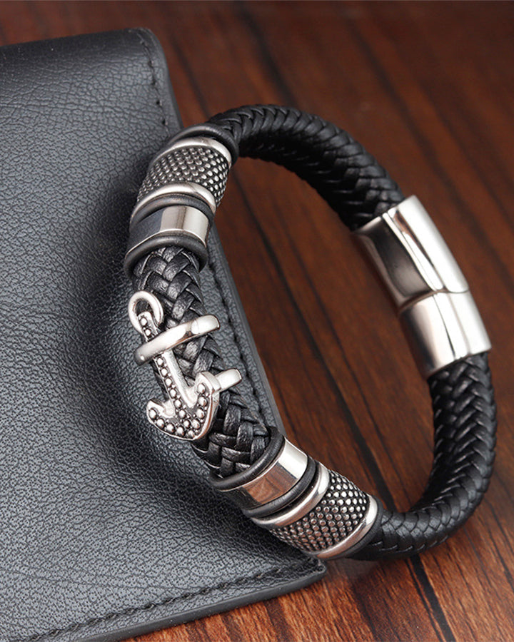 Vintage Anchor Handmade Leather Bracelet