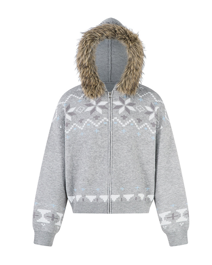 Christmas Style Furry Hood Sweatshirt