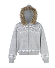Christmas Style Furry Hood Sweatshirt