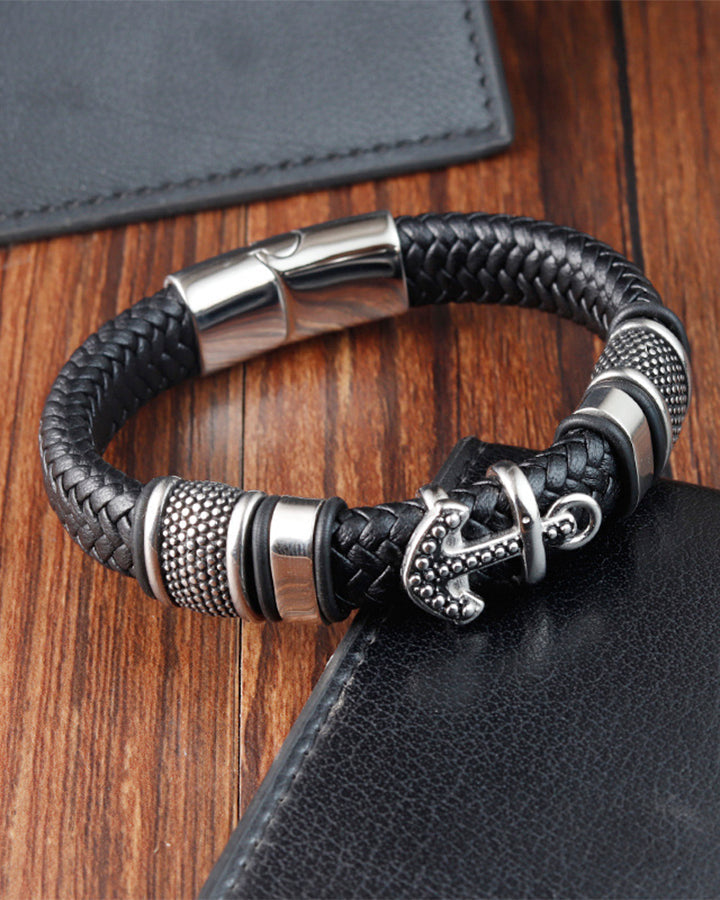 Vintage Anchor Handmade Leather Bracelet