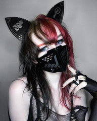 Bad Girl Cyberpunk Cat Ear Headband And Mask (Sold Separately)