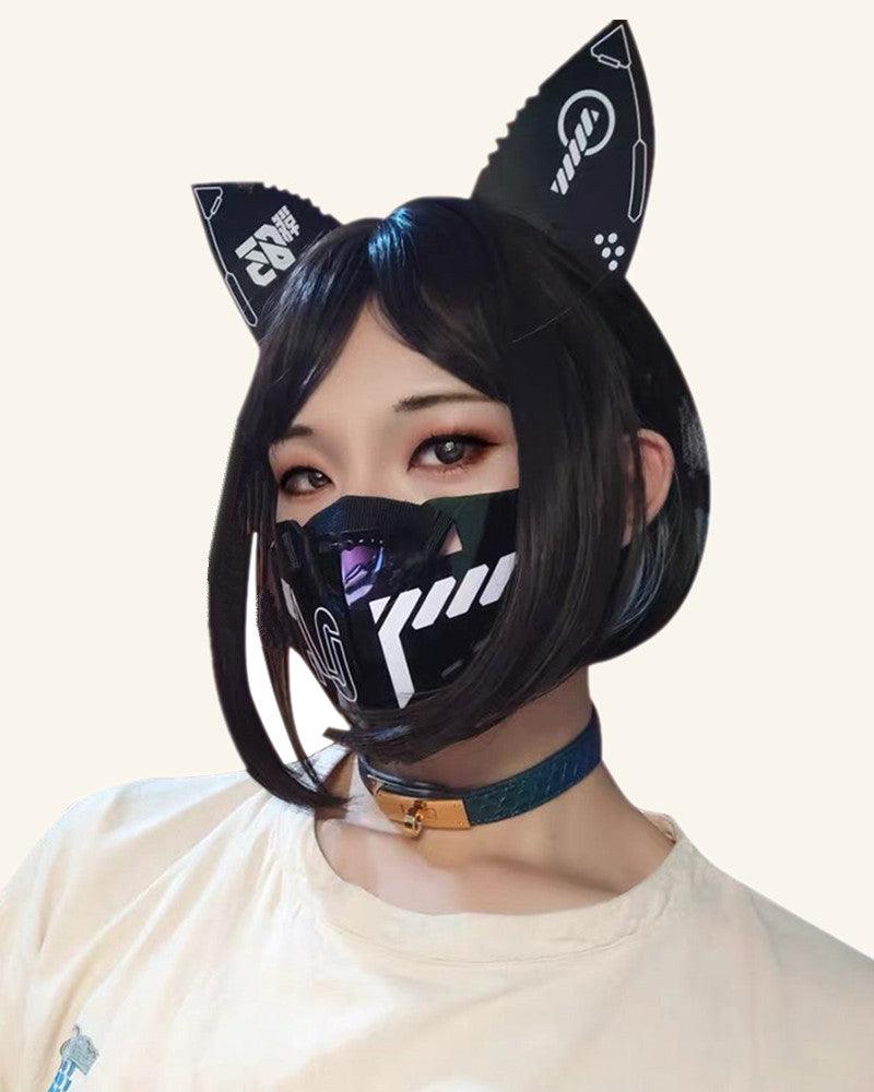 Bad Girl Cyberpunk Cat Ear Headband And Mask (Sold Separately)