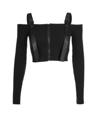 Beautiful In Black Buckle Zipper Top