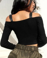Beautiful In Black Buckle Zipper Top
