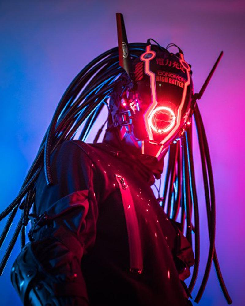 APP-Controlled LED Dreadlocks Cyberpunk Helmet Mask