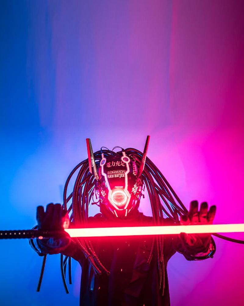APP-Controlled LED Dreadlocks Cyberpunk Helmet Mask