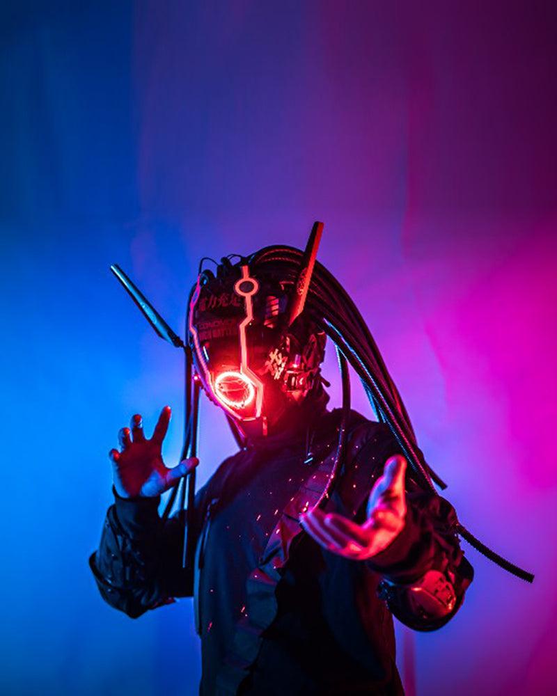 APP-Controlled LED Dreadlocks Cyberpunk Helmet Mask