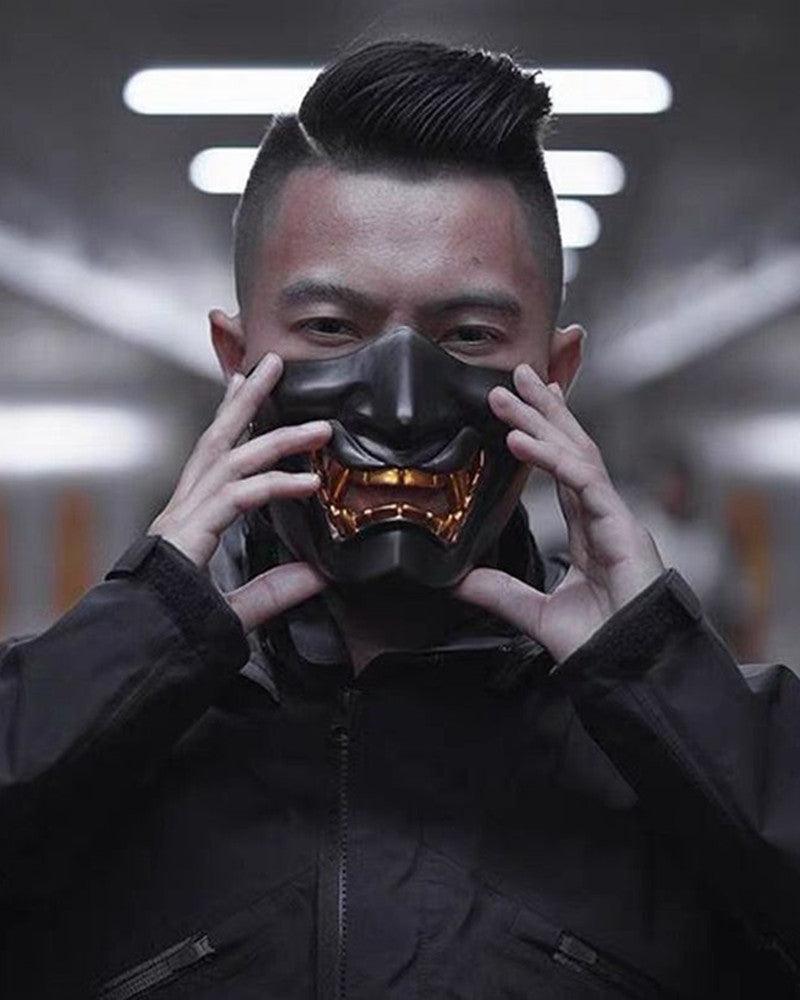 Cyberpunk Japanese Hannya Half Face Oni Mask