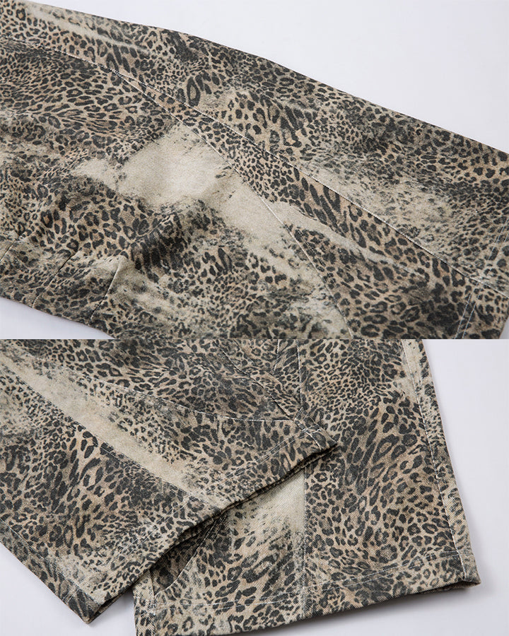 Leopard Print Fur-Trimmed Pants