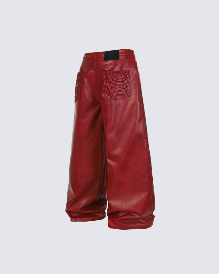 Wide-Leg Faux Leather Pants