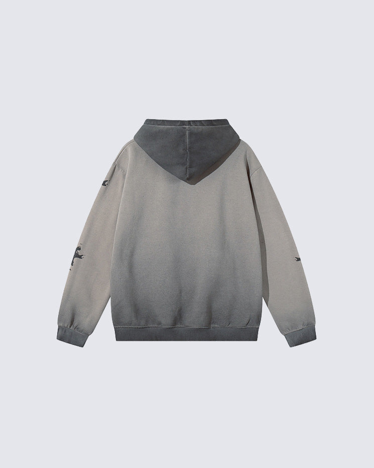 Autumn Winter Gradient Skeleton Print Hoodie