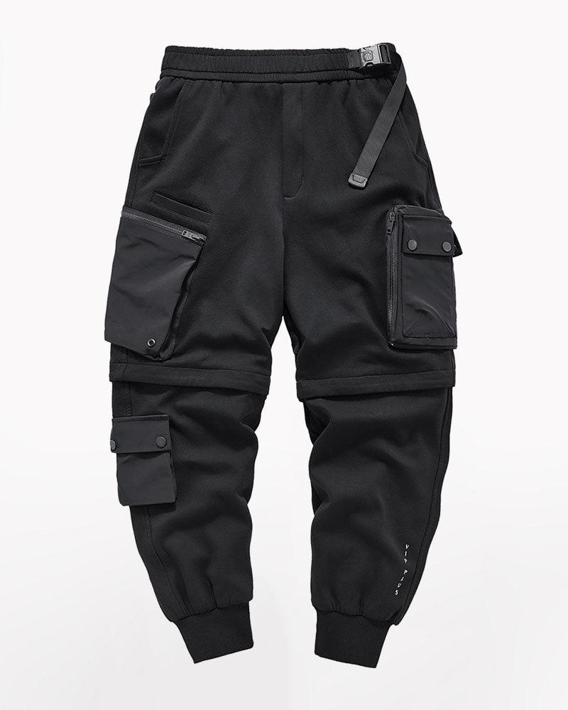 Detachable Functional Black Cargo Pants