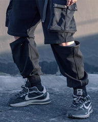 Detachable Functional Black Cargo Pants