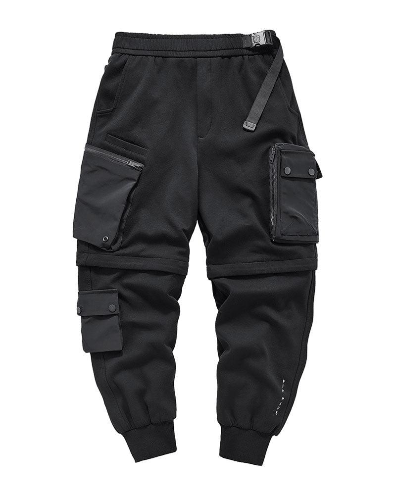 Detachable Functional Black Cargo Pants