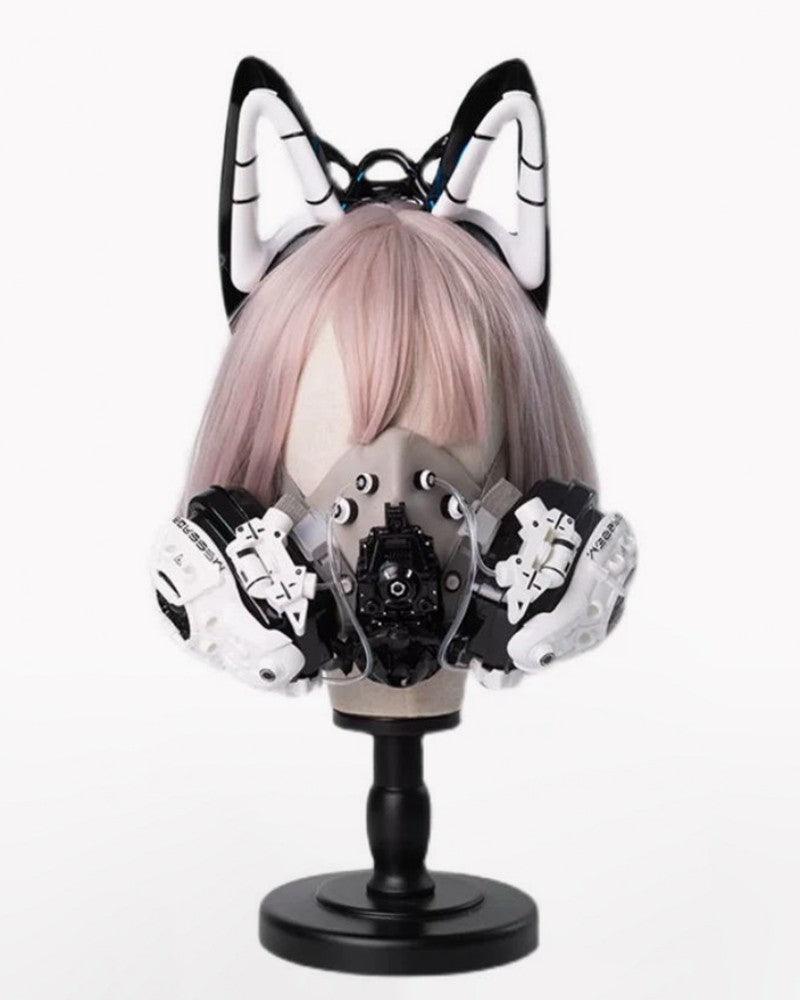 Fallen Angel Futuristic Cosplay Cyberpunk White Headband And Mask (Sold Separately)